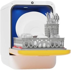 Resim Bob Taşınabilir, 3L Su Kapasiteli Mini Bulaşık Makinesi | Karavan, Tekne, Ofis ve Küçük Mutfaklar İçin Bulaşık Makinesi, SARI KAPAK 