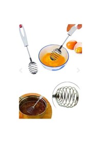 Resim Çelik Uçlu Yay Çırpıcı Ezme Özellikli Yumurta Yoğurt Krema Çırpıcı Beyaz 