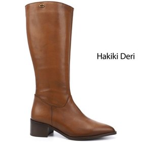 Resim Gönderi(R) Gönderi R Kadın Taba Sivri Burun Kalın Topuklu Hakiki Deri Çizme Gkzc13452511 Taba 