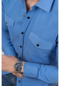 Resim Mavi Slimfit Hediye Kutulu Gerçek Kot Gömlek Mavi 