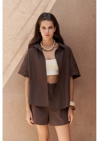 Resim Mai Collection Mai Studios Co. Corfu Kahve Gömlek Şort Takım Kahve 