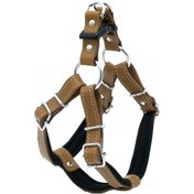 Resim Doggie Konforlu Deri El Yapımı Ronin Model Köpek Göğüs Tasması 1.5 x 40-45 CM Camel Kahverengi 