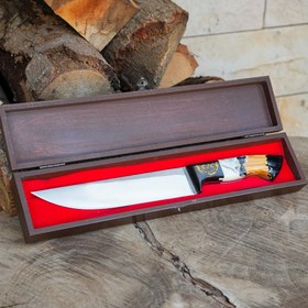 Resim Kelle Bıçağı - N690 Çeliği - Beşiktaş Logo İşlemeli - Özel Ahşap Kutulu 