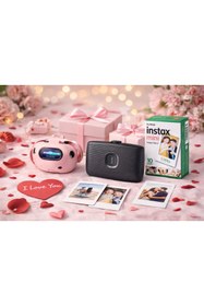 Resim Fujifilm İnstax Mini Link 2 Mavi Akıllı Telefon Yazıcısı ve Pal Pembe Dijital Kamera Seti 