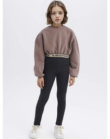 Resim DeFacto Kız Çocuk Crop Bisiklet YakaBaskılı İçi Yumuşak Tüylü Kalın Sweatshirt D6186A824WNBN570 