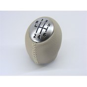 Resim imza direksiyon kılıfı Renault Megane 3 / Fluence / Scenic 3 Bej Deri Vites Topuzu 6 Ileri Deri Kaplamadır Plastik Değildir 