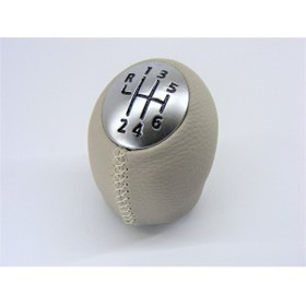 Resim imza direksiyon kılıfı Renault Megane 3 / Fluence / Scenic 3 Bej Deri Vites Topuzu 6 Ileri Deri Kaplamadır Plastik Değildir 