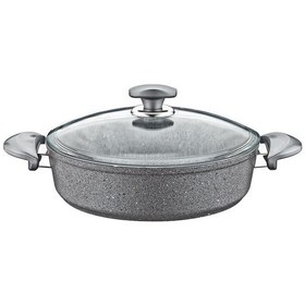 Resim Oms 3310 Granit Gri Pilav Tencere Cam Kapaklı 26 x 5 CM 