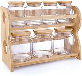 Resim Bambum Bench Standlı 8 Parça Cam Baharat Takımı 