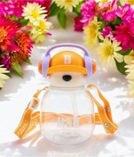 Resim froyalife Kaliteli Ayıcık Kulaklıklı Matara Pipetli Çocuk Suluğu - Okul Boyun Askılı Suluk 750 ml 