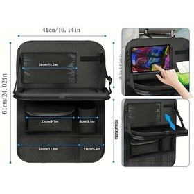 Resim Dashanshop Katlanır Masa Fonksiyonlu Oksford Koltuk Arkası Organizer - Çok Cepli Dayanıklı Araç Saklama Çantası 