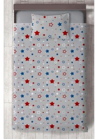 Resim Mekta Home Bebek Ve Çocuk Odası Beyaz Bulut Ve Yıldızlı Çerçeveli Yatak Örtüsü Renkli 