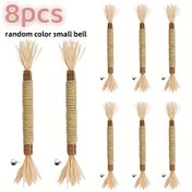 Resim 8 adet Doğal Sisal Kedi Çiğneme Çubukları - Kapalı Kediler için Dayanıklı Diş Temizleme Oyuncakları, Etkileşimli Oyun Malzemeleri, Malzeme, Pil Gerektirmez, Diş Sağlığı Bakımı | Doğal Sisal | Dayanıklı Kumaş 