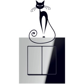 Resim Ne Verelim Size Kedi Priz Sticker Priz Kedi Sticker Set Siyah Etiket Duvar Sticker 