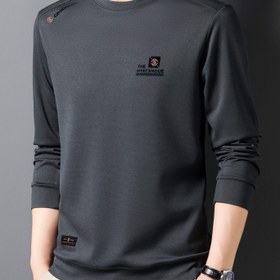 Resim Sonbaharın Temel Parçası, Erkekler için Vintage Esintili Uzun Kollu Bisiklet Yaka Sweatshirt - Göğüs Amblemi ile Nefes Alabilir, Günlük Kazak 