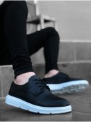 Resim BA0003 Bağcıklı Klasik Siyah Beyaz Yüksek Taban Casual Erkek Ayakkabı Siyah 