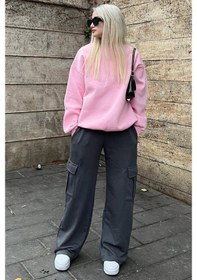 Resim Madmext Kadın Füme Geniş Paça Kargo Cepli Eşofman Altı Mg1615-füme Füme 