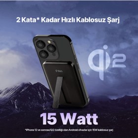 Resim Ttec 2BB226S Recharger Pro M 5.000 mAh Qi2/Magsafe Özellikli 15W Apple Uyumlu iPhone/Android Stantlı Kablosuz Powerbank 