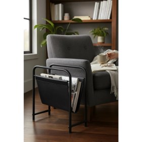 Resim Baresmu Alpa Deri Kumaşlı Dergilik, Kitaplık – Metal Çerçeveli Modern Gazetelik / Organizer 