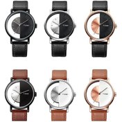 Resim Tomı T080 İçi Boş Tasarım Yarım Şeffaf Unisex Kuvars Saat Siyah Kahverengi Yüz Siyah Kayış 