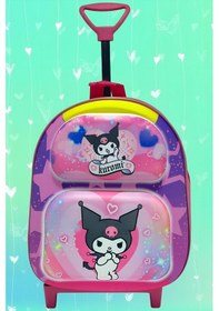 Resim Tezzgelsin 2-6 Yaş Anaokulu Kreş Sanrio Kuromi Model Çekçekli Tekerli 3d Baskılı Sırt Çantası Ve Okul Çantası Çok Renkli 
