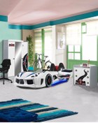 Resim Setay Formula Genç Odası - 3 Kapılı Dolap, Audi Koltuklu Arabalı Yatak, Şifonyer - Beyaz 