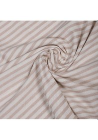 Resim Bej Çizgili Keten Kumaş - Yıkanmış Kumaş 100x230cm Renkli 