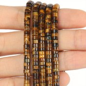 Resim DIY Takı Yapımı için TANANTA Doğal Taş Sarı Kaplan Gözü Boncuklar - 4x2mm Küçük Yuvarlak Altın-Kahverengi Çizgili & Siyah Noktalı Gevşek Boncuklar, İnce Bilezikler, Kolyeler, Yaz Plaj Bel Zincirleri - Cilalı Boncuk İşleme Aksesuarları, Kolye Boncuk Çalışmaları 