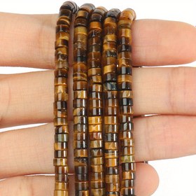 Resim DIY Takı Yapımı için TANANTA Doğal Taş Sarı Kaplan Gözü Boncuklar - 4x2mm Küçük Yuvarlak Altın-Kahverengi Çizgili & Siyah Noktalı Gevşek Boncuklar, İnce Bilezikler, Kolyeler, Yaz Plaj Bel Zincirleri - Cilalı Boncuk İşleme Aksesuarları, Kolye Boncuk Çalışmaları 