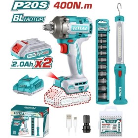 Resim Total Darbeli Somun Sıkma Makinesi 400 Nm + Askılı Çalışma Işığı Seti - TOSLI23048E 