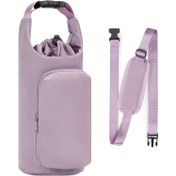 Resim 1 adet Mor Yalıtımlı Su Şişesi Çantası Telefon Cebi ile - 32oz/40oz, Ayarlanabilir Omuz Askısı, Dayanıklı Kumaş, Açık Hava Aktiviteleri için İdeal, Açık Hava Temel Gereksinimler | Ayarlanabilir Askılı Çanta | Dayanıklı Kumaş Çanta, Su Şişesi Tutucu 