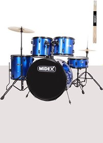 Resim Midex CD900X-BL 22" Yetişkin Akustik 22B-13T-12T-16F-14S 5 Parça Mavi Bateri Davul Seti 