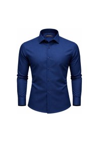 Resim Lugon Slim Fit Pamuk Saten Uzun Kol Erkek Gömlek - 7527 Lacivert 