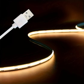 Resim USB Arayüz COB Işık Şeridi Esnek COB Parlamasız LED Şerit DC 5V Ev Dekorasyonu Mutfak Aydınlatması TV Arkaplan Işığı Oturma Odası Ortam Işığı 