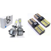 Resim C6 H7 Led Xenon Şimşek Etkili + T10 Dipsiz Beyaz Led Ampül (510028369) 