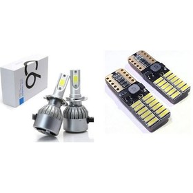 Resim C6 H7 Led Xenon Şimşek Etkili + T10 Dipsiz Beyaz Led Ampül (510028369) 