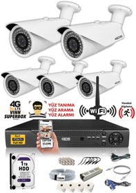 Resim IDS DS-2073HD-W-SET5-1TB 5 Kameralı 1080P Full HD 5 MP Sony Lensli Kamera Seti - 2073 