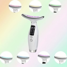 Resim Vibrasyon Masajı, Isıtma ve Yedi Renkli Işık Terapisi ile Boyun Güzellik Cihazı - USB Şarj Edilebilir, Lityum Pil ile, Ev ve Seyahat Kullanımı için Taşınabilir, Boyun Bakım Cihazı | Vibrasyon Masajı | USB Şarj Edilebilir Cihaz, Güzellik Cihazı, Cilt için Uygun 