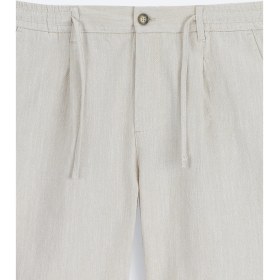 Resim AVVA Erkek Bej Beli Lastikli Keten Karışımlı Relaxed Fit Şort B003731 