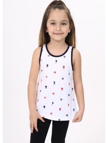Resim Toontoy Kız Çocuk Baskılı Bisiklet Yaka Basic Atlet Beyaz 