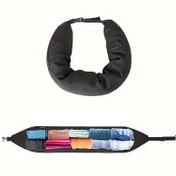 Resim Kıyafet Dolu Seyahat Boyun Yastığı - Çift Amaçlı Taşıma ve Kontrol Çantası, Yumuşak Polyester 250-300gsm, Karışık Renkler, Hava Seyahati İçin 3 Günlük Temel Organizatör, Rahat Boyun Desteği, Kompakt Depolama Dizaynı 