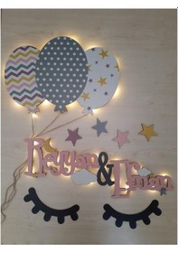 Resim Deniztasarım Balonlu Isme Özel Işıklı Gece Lambası Işıklı Isimlik (483087882) Çok Renkli 