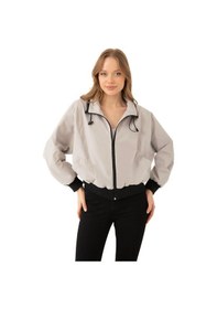 Resim Spor Kadın Dik Yaka Su Ve Rüzgar Geçirmez Oversize Crop Mevsimlik Yağmurluk Rüzgarlık-133 Taş 