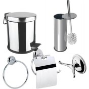 Resim Banyo Dünyası Çöp Kovası + Havlu Askılık + Wc Fırçalık + Havluluk + Wc Kağıtlık Banyo Seti 