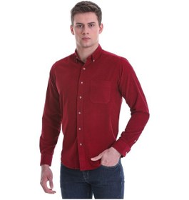 Resim Hatemoğlu Bordo Slim Fit Düz 100% Pamuklu Düğmeli Yaka Uzun Kollu Klasik G Bordo 