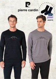 Resim Pierre Cardin Erkek Giyim %100 Pamuk Uzun Kollu Koyu Gri & Siyah İki Adet Pijama Takımı L1.pc.6101.002-koyu Gri - Siyah-s Çok Renkli 