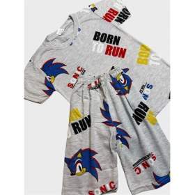 Resim Aliş Kids Erkek Çocuk Pamuklu Gri Sonic Desenli Kısa Kollu Şortlu Pijama Takımı 