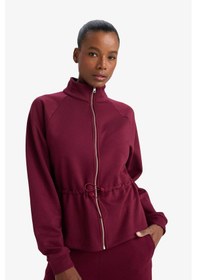 Resim Defacto Standart Fit Dik Yaka Fermuarlı Beli Lastikli İçi Yumuşak Tüylü Modal Hırka G4368ax25wnbr170 Bordo-br170 