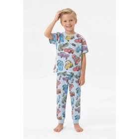 Resim Isobel Cars Baskılı %100 Pamuk Erkek Çocuk Pijama Takımı 
