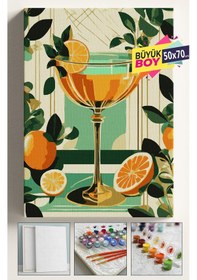 Resim Sayılarla Boyama Seti Numaralı Tuval Fırça Boya Dahil Kasnaklı Set 50x70 Cm - Portakal 